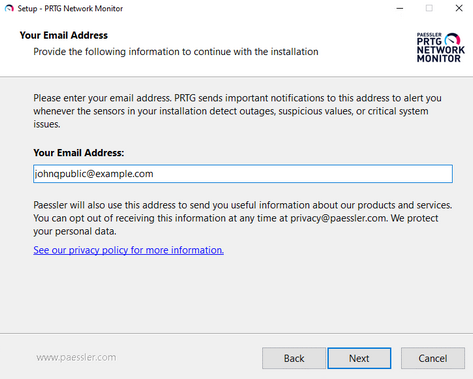 Setup Dialog: Your Email Address Setup Dialog: Your Email Address