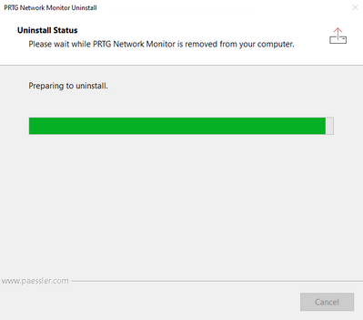 Uninstall PRTG Network Monitor Step 2