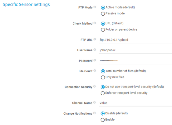 Specific Sensor Settings