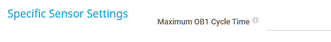 Specific Sensor Settings Specific Sensor Settings
